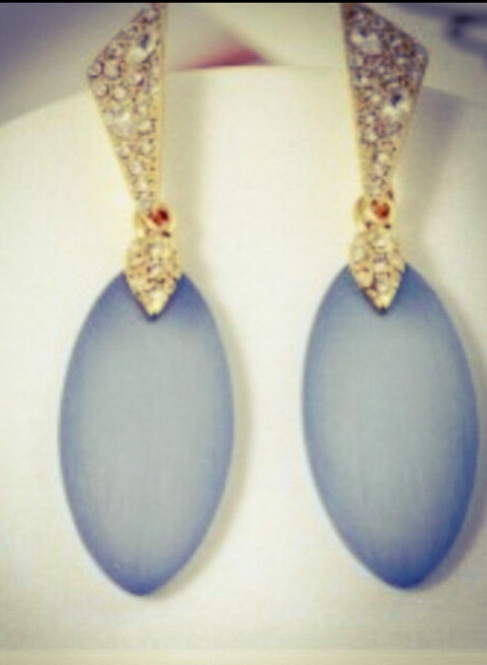 Alexis Bittar Pale Blue Marquise Drop Earrings with Gold Pavé Accents! NWOT!